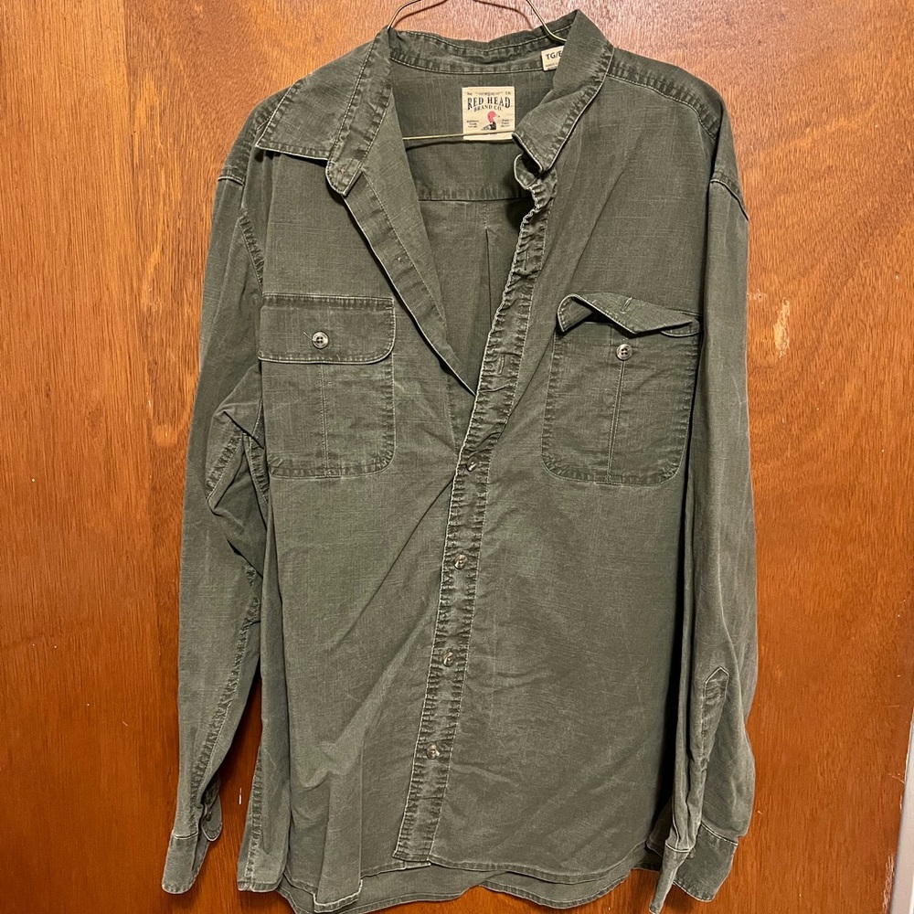 Red Head long sleeve button down shirt